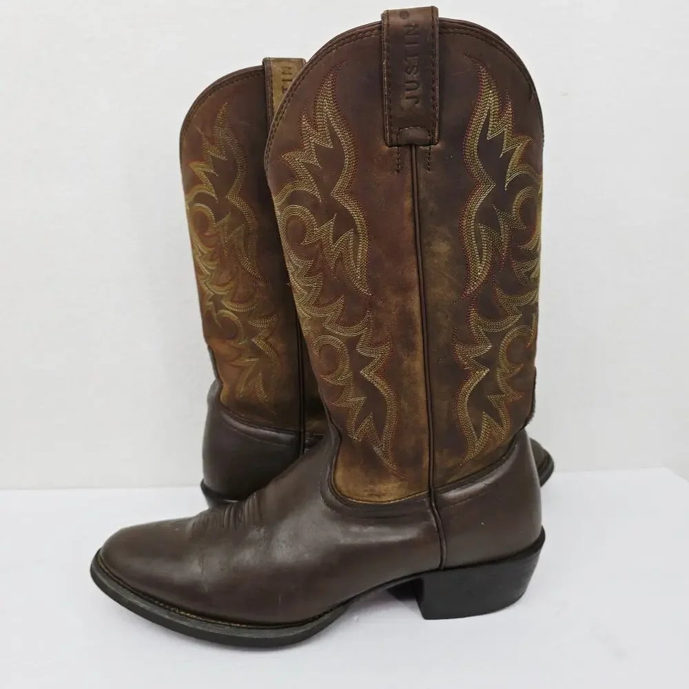 Justin Men's Western Boots Round Toe Brown 11